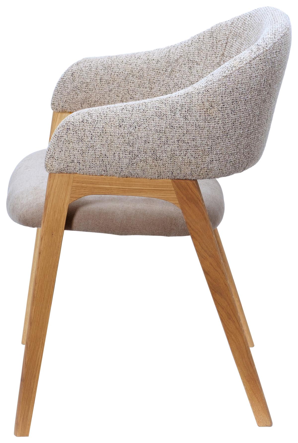 KRZESŁO Z PODŁOKIETNIKAMI BERTI - kolor dębowy/taupe, Konventionell, tkanina/drewno (56,5/82,5/59,5cm) - Linea Natura