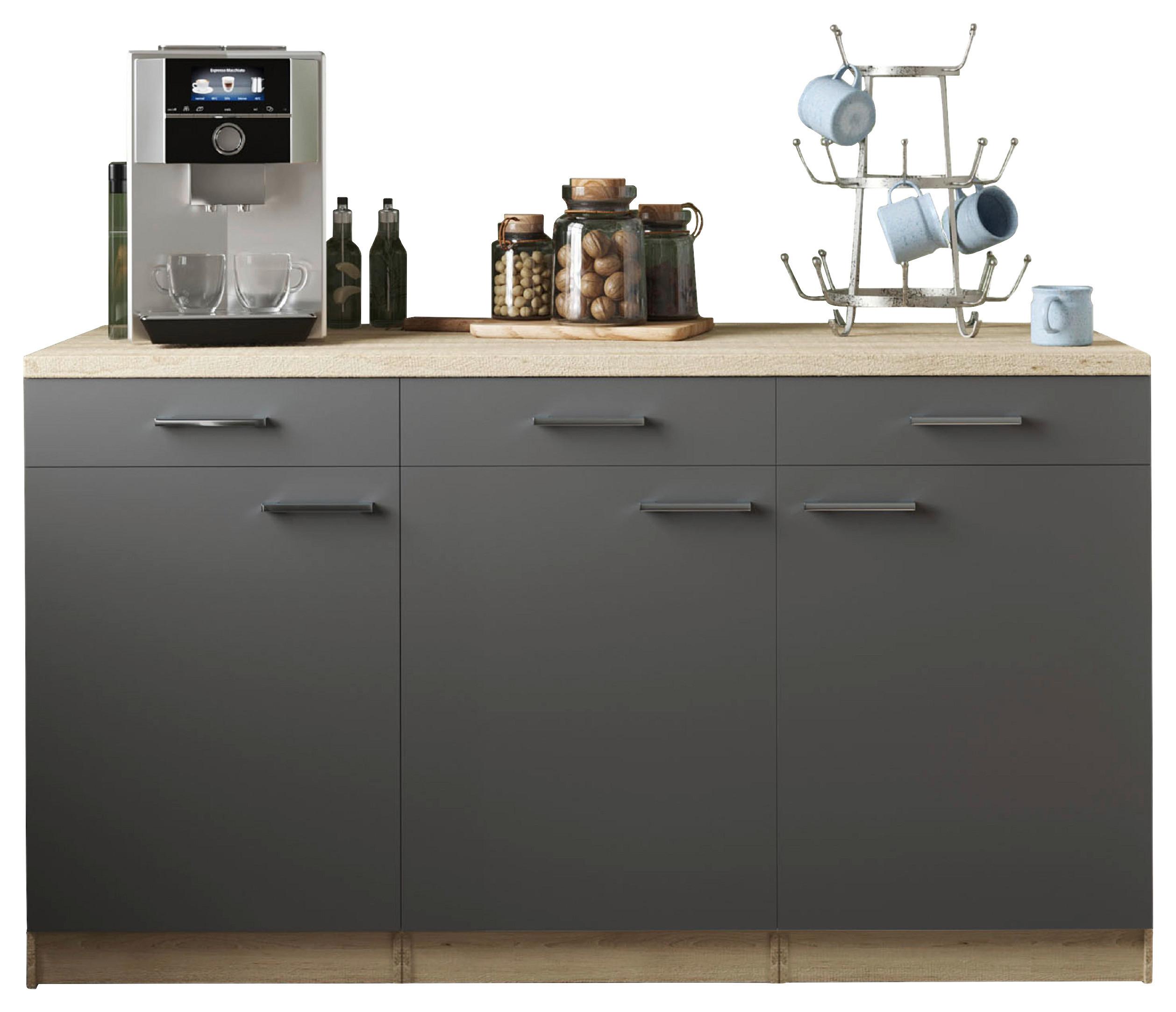 Set Kuhinjskih Spodnjih Omaric Merle, 3 Kos - srebrne barve/siva, Basics, kovina/leseni material (150/85/60cm) - Respekta