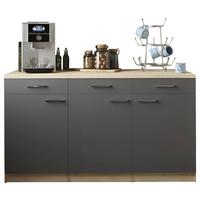 Set Kuhinjskih Spodnjih Omaric Merle, 3 Kos - srebrne barve/siva, Basics, kovina/leseni material (150/85/60cm) - Respekta