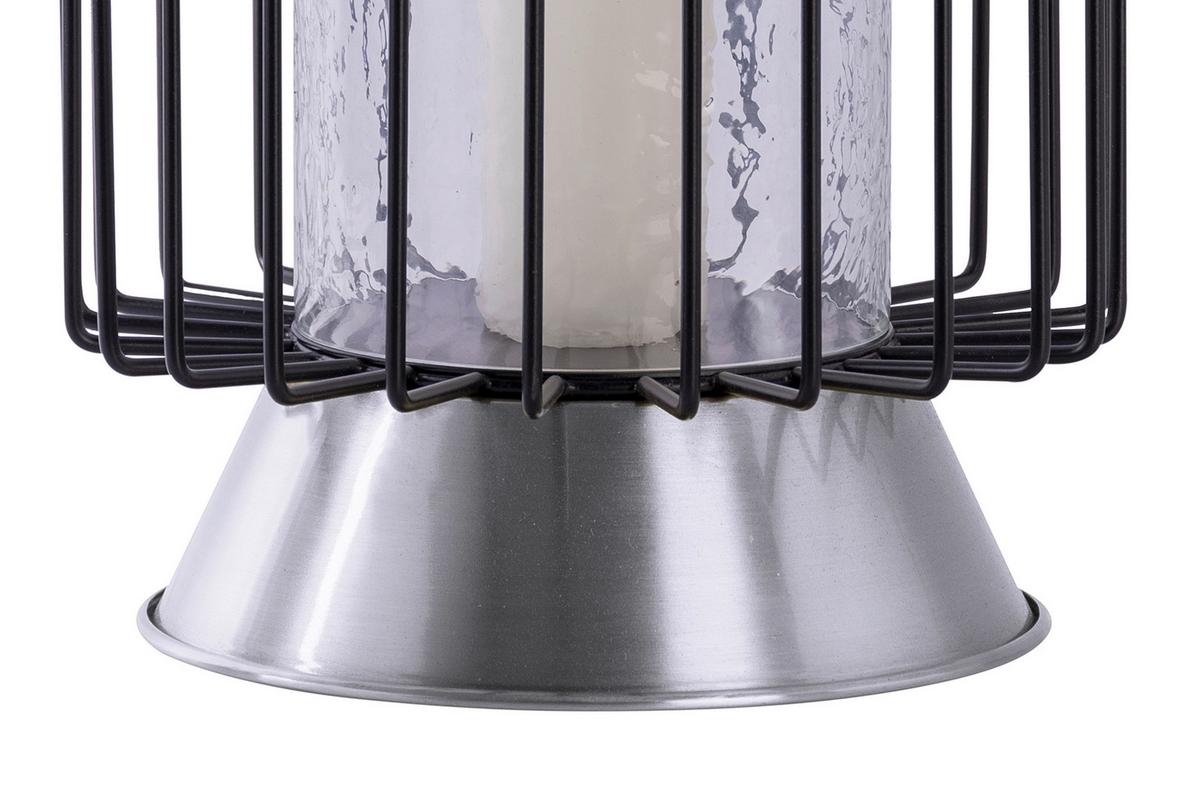 KERZENSTÄNDER MALIBU 125 - Silberfarben/Schwarz, Trend, Glas/Metall (22.5/22.5/40cm) - Kayoom