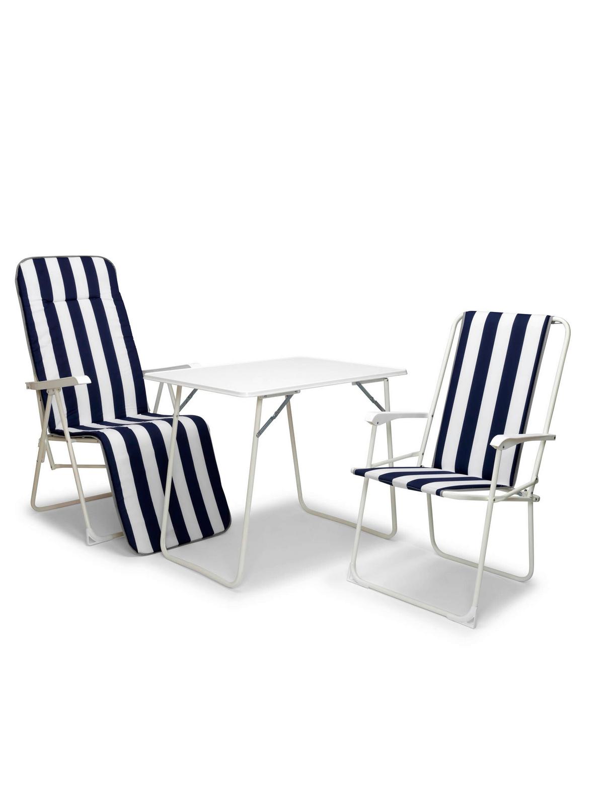 Relaxliege Chiemsee Blau/Weiß - Blau/Weiß, Basics, Textil/Metall (58/108/75cm) - Gardenson