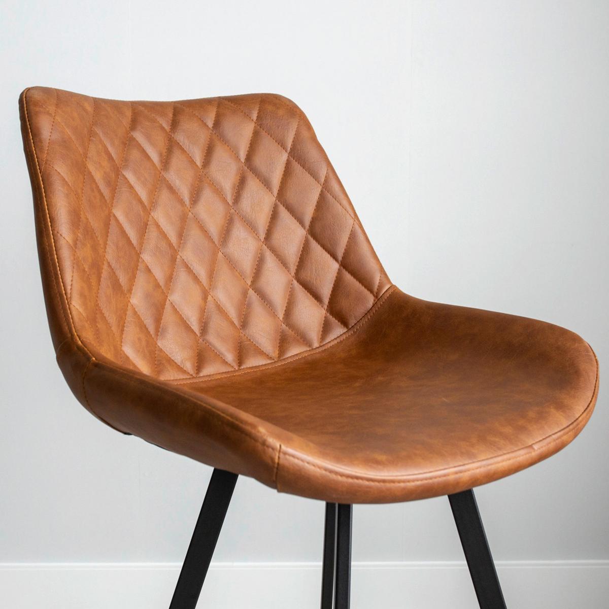 Barhocker-Set Bowie 2er-Set ca. 50x102 cm Cognac - Cognac/Schwarz, KONVENTIONELL, Textil/Metall (50/102/55cm) - MID.YOU