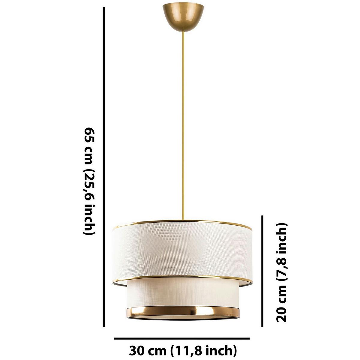 LAMPA WISZĄCA CAKE - CREAM, GOLD - kremowy/kolor złoty, Design, metal/tkanina (30/65cm) - P & B