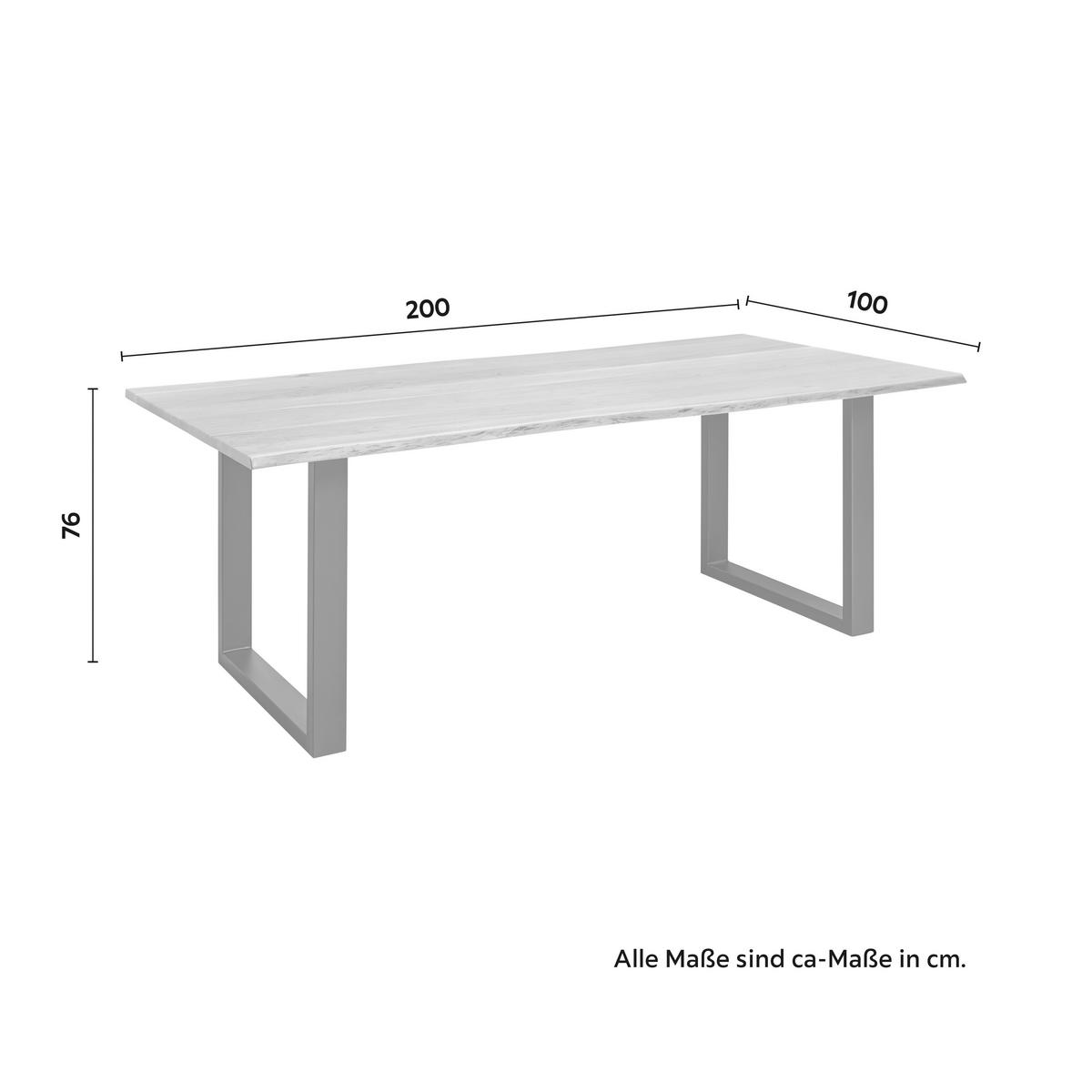 Esstisch Malmo in Holz Akazie massiv ca. 200x100 cm - Schwarz/Akaziefarben, MODERN, Holz/Metall (200/76/100cm) - Bessagi Home