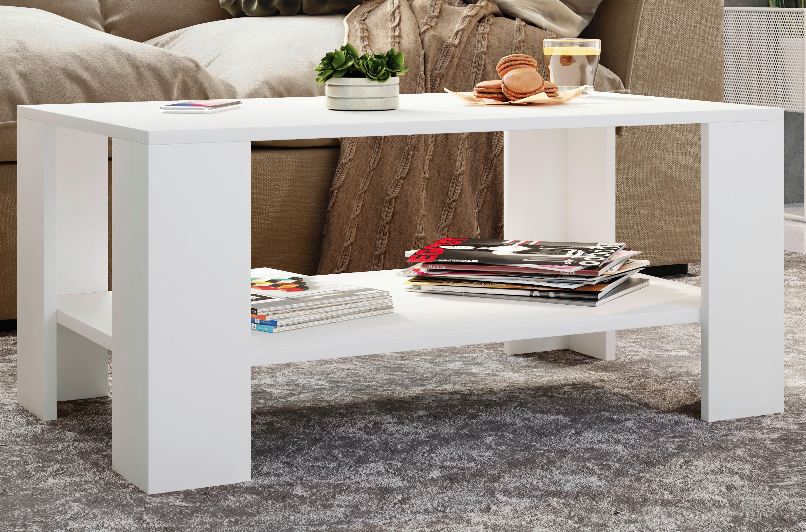 Klubska Miza Dalus, Bela, 90x41 - bela, Moderno, leseni material (90/53/41cm) - MID.YOU