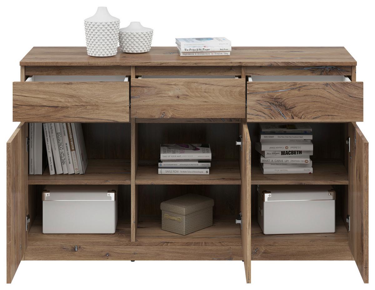 Komoda Saturn - tamni hrast/boja hrasta, Konvencionalno, pločasti materijal (135/81/42cm) - Based