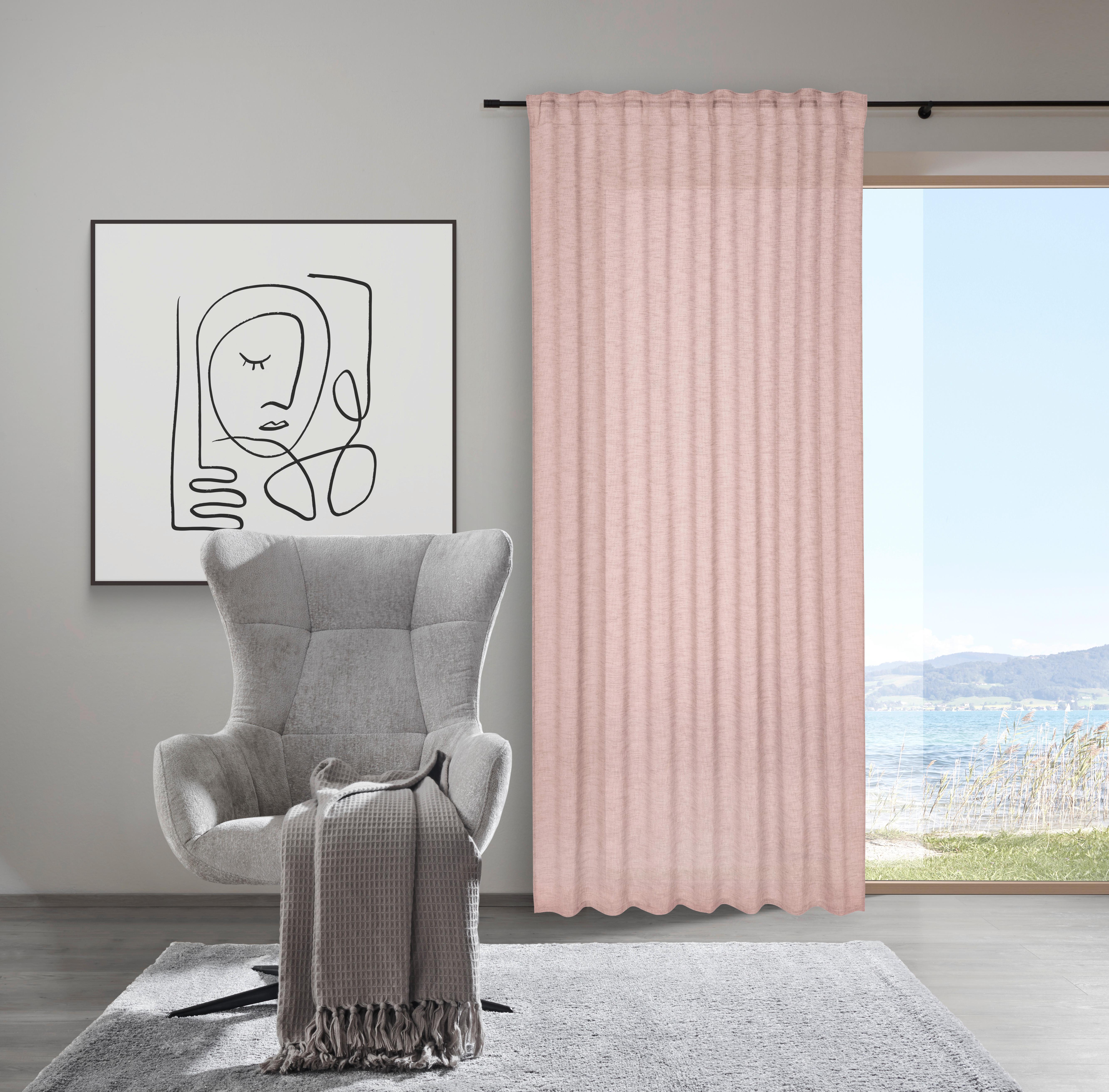 GARDINLÄNGD SIGRID -EXT- - rosa, Romantik / Lanthus, textil (140/245cm) - Premium Living