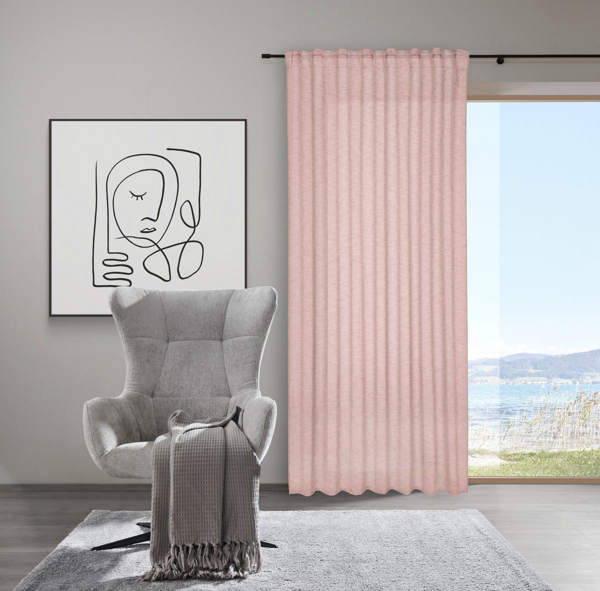 Fertigvorhang Sigrid In Rosa Ca.140x245cm - Rosa, Romantik / Landhaus, Textil (140/245cm) - Premium Living