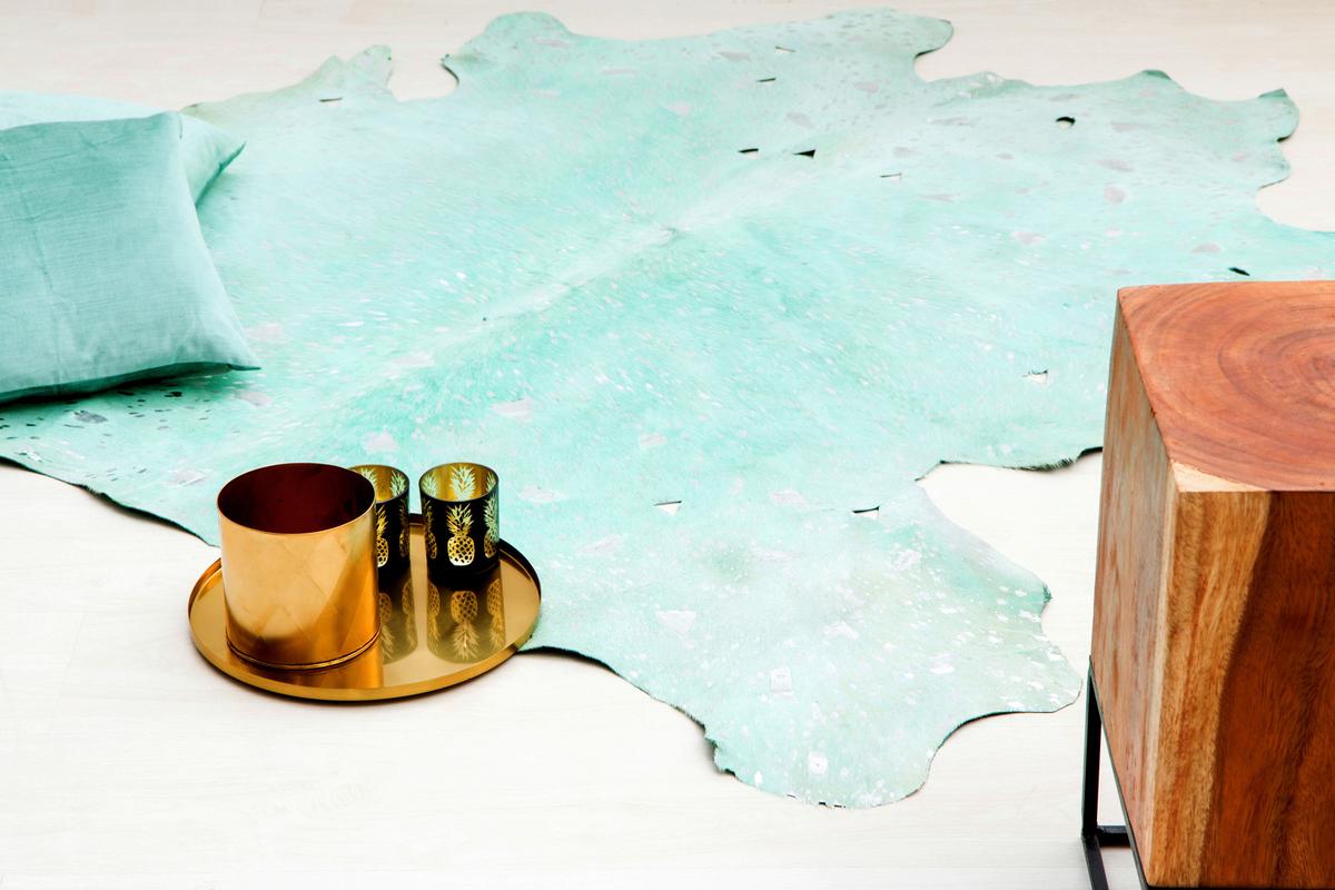 FLACHWEBETEPPICH FLY 110 LAPISBLAU / SILBER - Silberfarben/Hellblau, Konventionell, Leder (1.35qm) - Kayoom