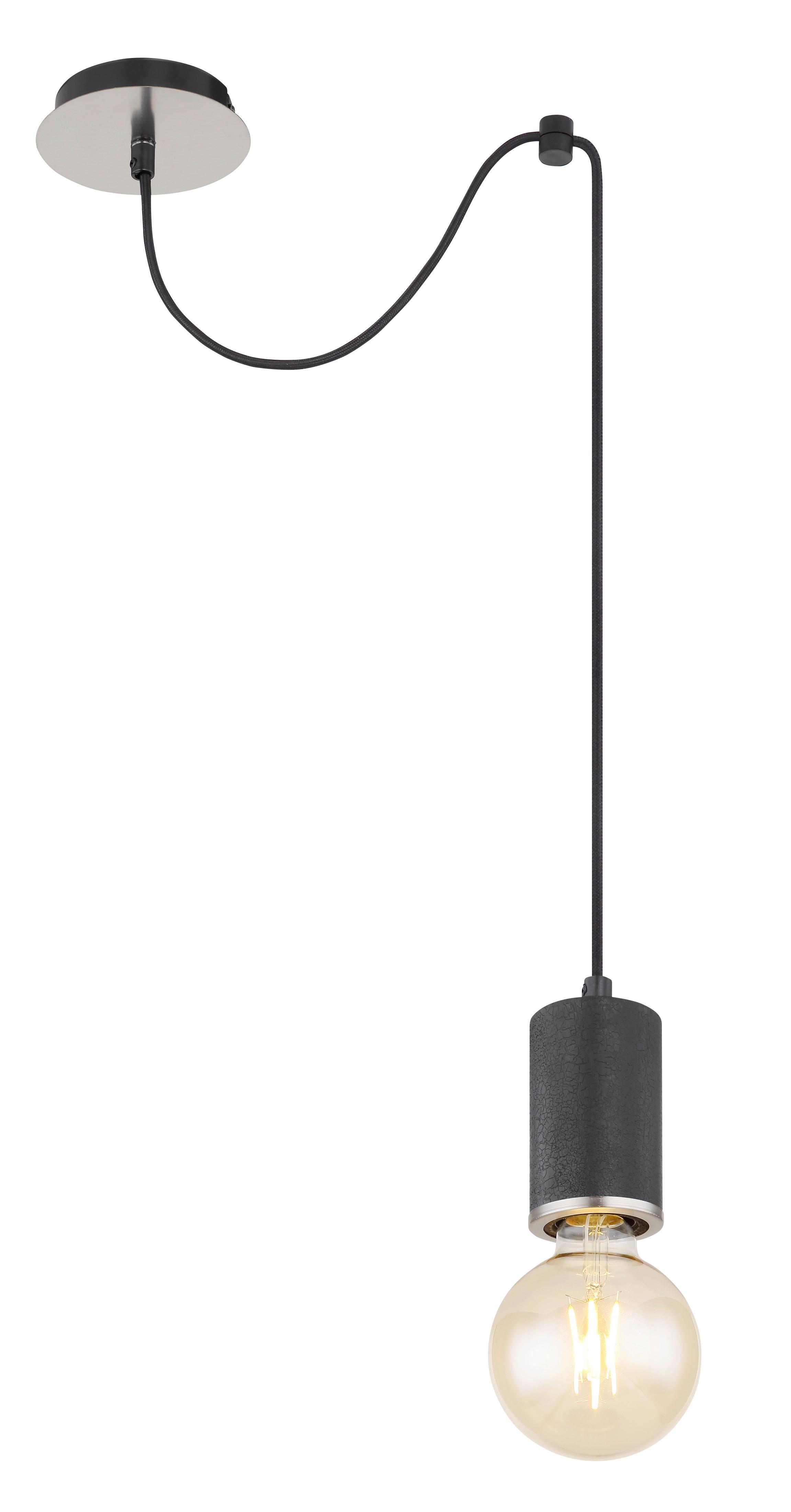 Viseča Svetilka Poldi - črna, Basics, kovina/les (12/160cm) - Globo
