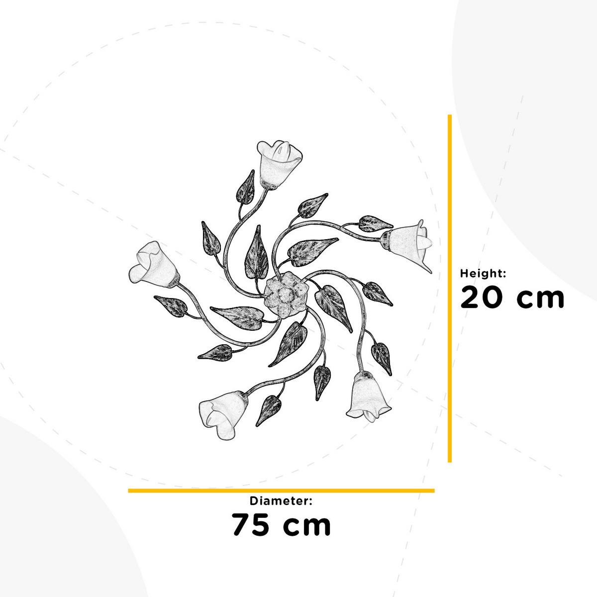 Deckenleuchte Vanda Weiß/Beige max. 6 Watt - Beige/Weiß, ROMANTIK / LANDHAUS, Glas/Metall (70/70/20cm)