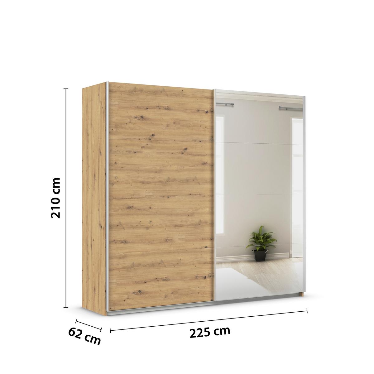 DULAP USI CULISANTE FELDKIRCH - argintiu/stejar Artisan, Modern, material pe bază de lemn (225/210/62cm)