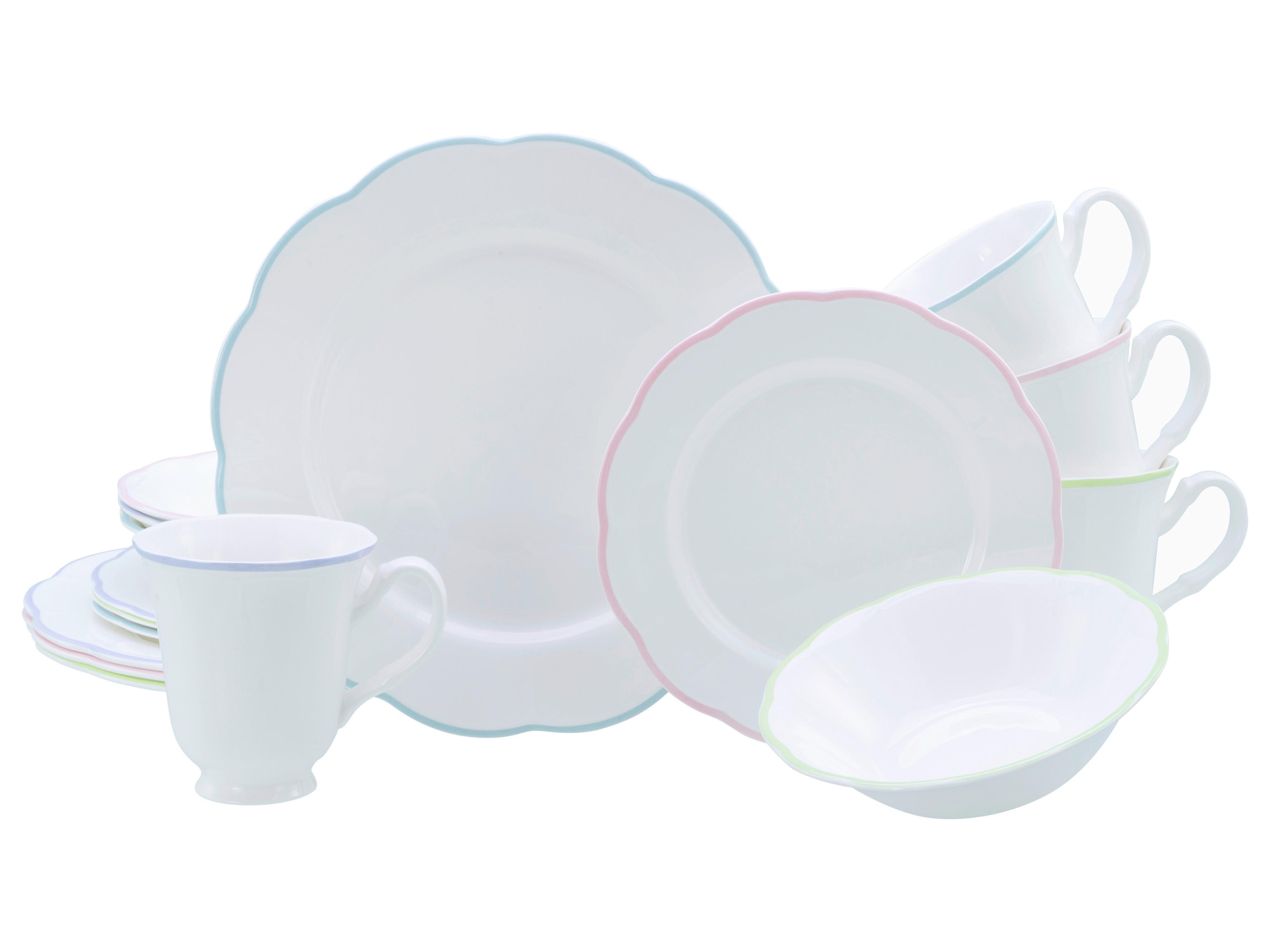 Serviciu de masă Florine 16/1 - lila/verde limetă, Basics, ceramică - Creatable