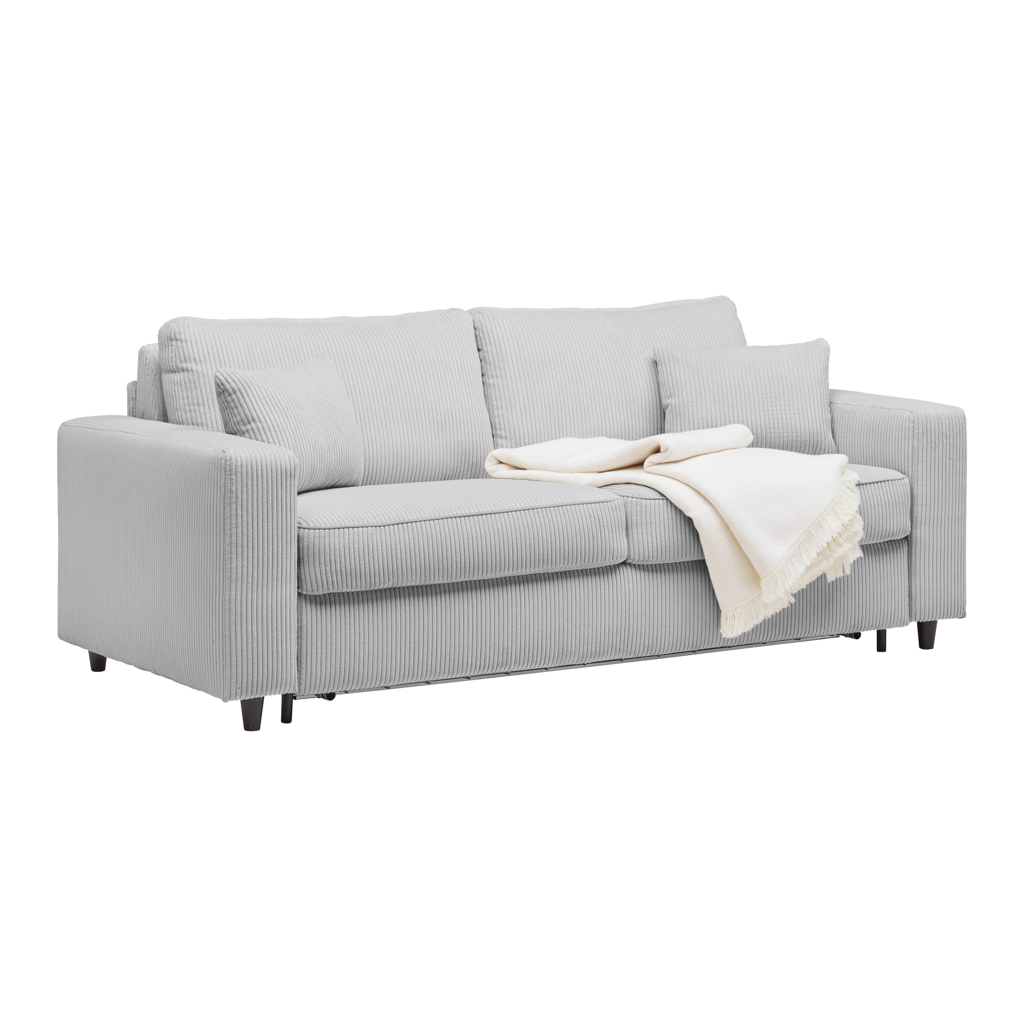 BÄDDSOFFA AGNETA -BASED- - ljusgrå/svart, Modern, trä/textil (200/83/97cm) - Based