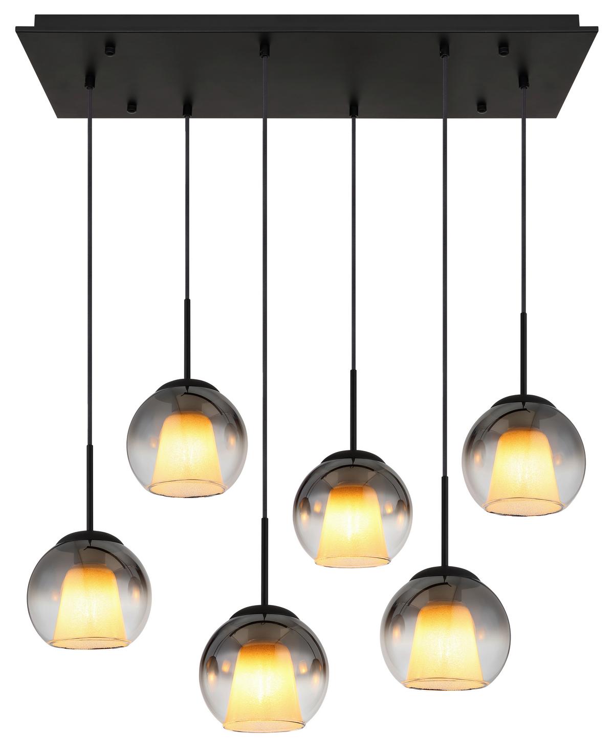Viseća Svjetiljka Barry - siva/prozirno, Basics, staklo/metal (90/38/120cm) - Globo