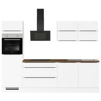 Küchenblock inkl. 5 E-Geräte IP3150 Weiß - Eichefarben/Schwarz, Trend, Holzwerkstoff/Metall (280cm) - Impuls