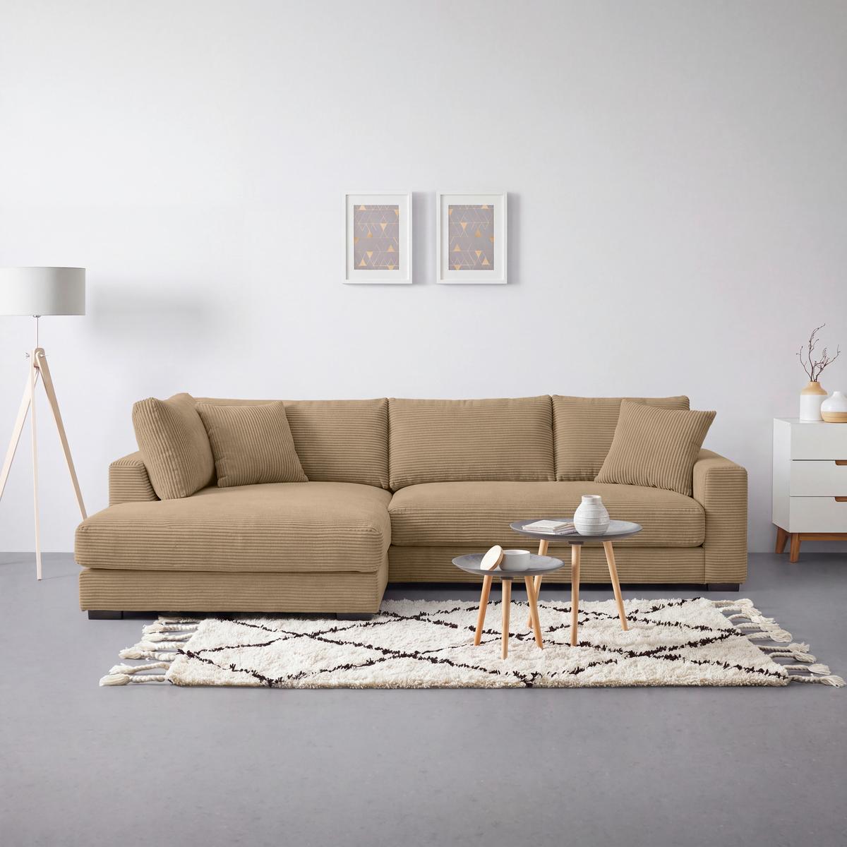 Ecksofa Pedro Karamell - Karamell/Schwarz, MODERN, Kunststoff/Textil (190/300cm) - Mömax