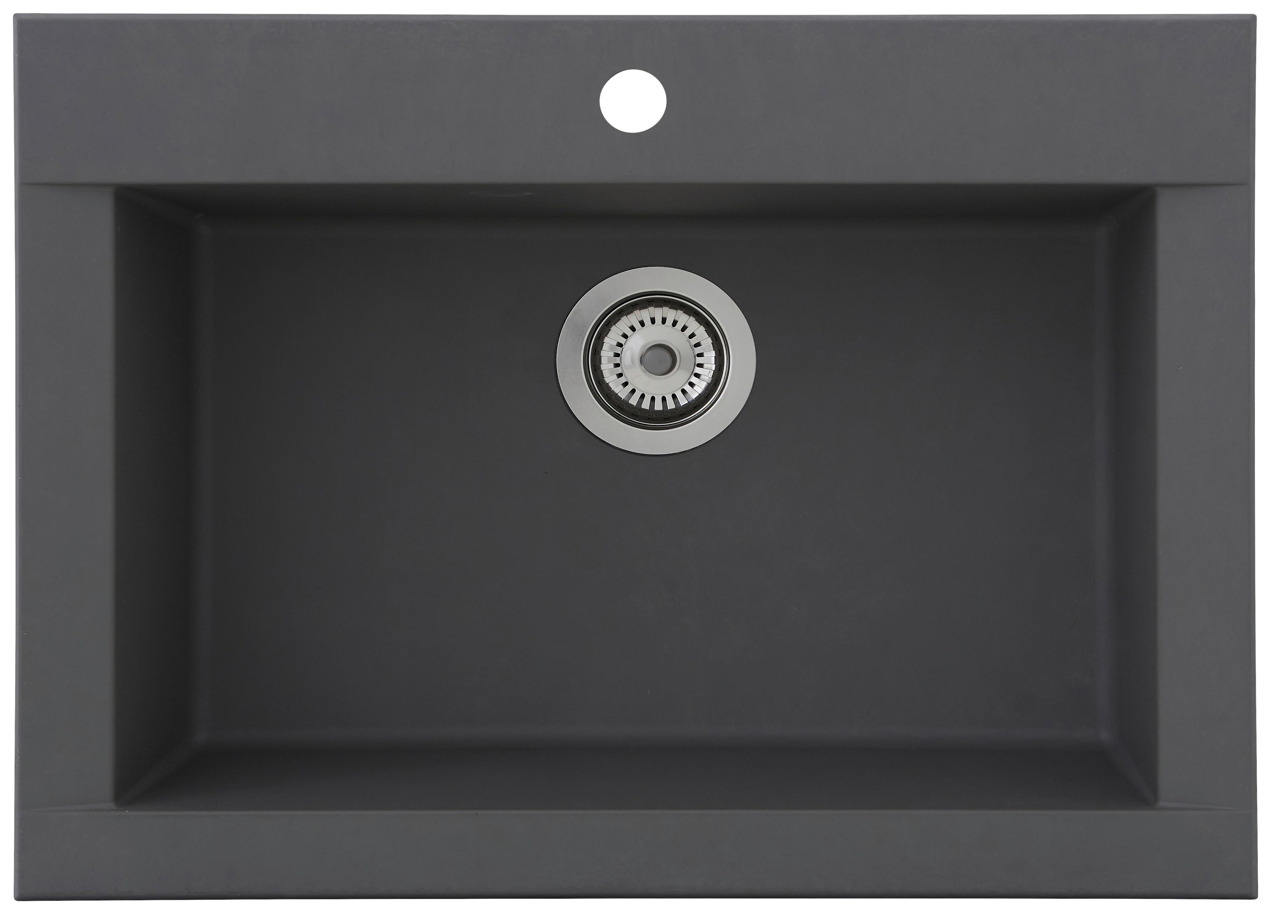 Einbauspüle Ohio ca. 66x21x50 cm Grau - Grau, Trend, Glas/Kunststoff (66/21/50cm) - Respekta