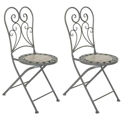 Gartenklappstuhl-Set 2er- Set Provence Grau - Anthrazit/Beige, Basics, Keramik/Metall (38/91/38cm) - Acamp