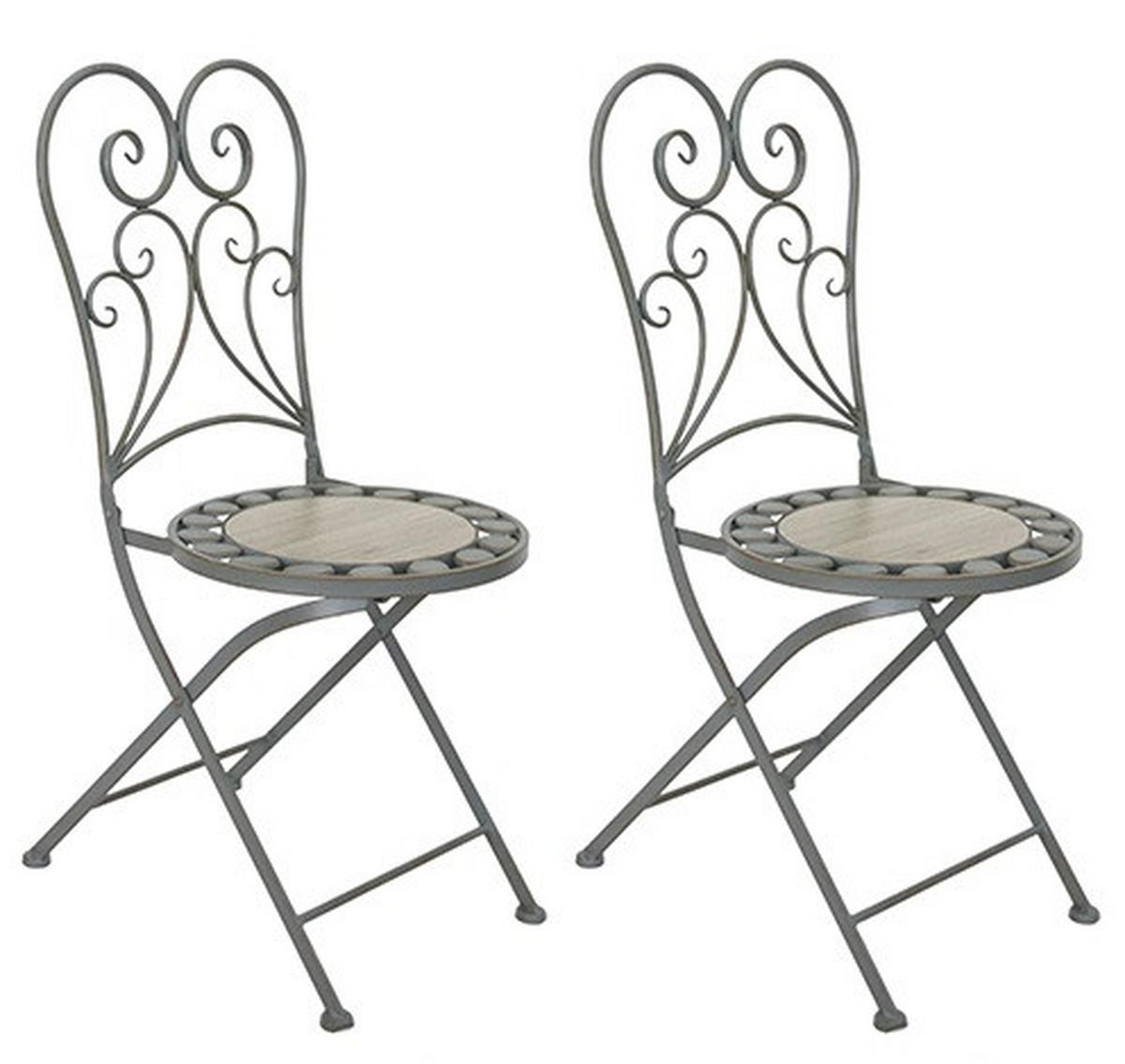 Gartenklappstuhl-Set 2er- Set Provence Grau - Anthrazit/Beige, Basics, Keramik/Metall (38/91/38cm) - Acamp