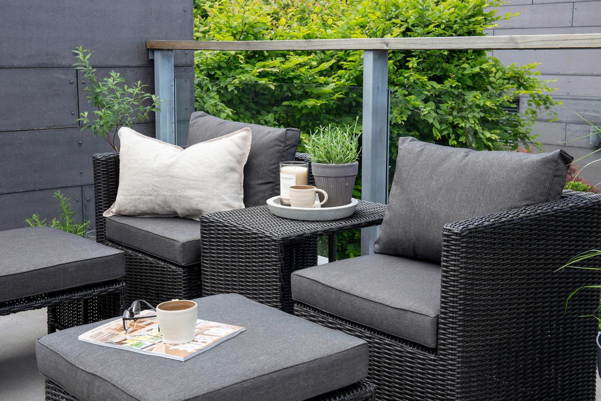 GARTENSET QUAD - Schwarz/Grau, KONVENTIONELL, Kunststoff/Metall - Gardenson