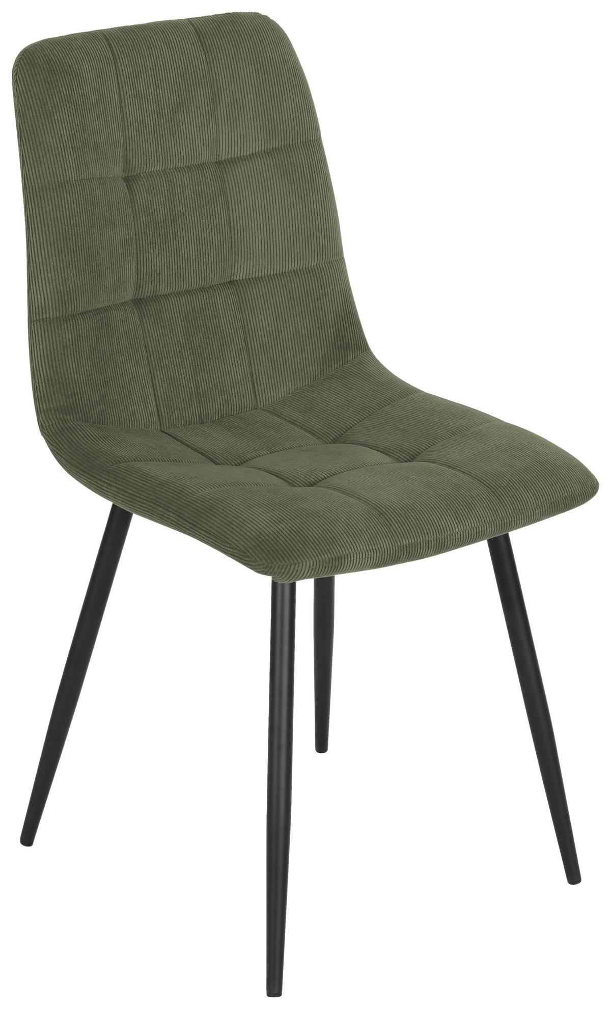 Stuhl Nino aus Kord in Grün - Schwarz/Grün, Modern, Holz/Textil (45/87/57cm) - Mömax