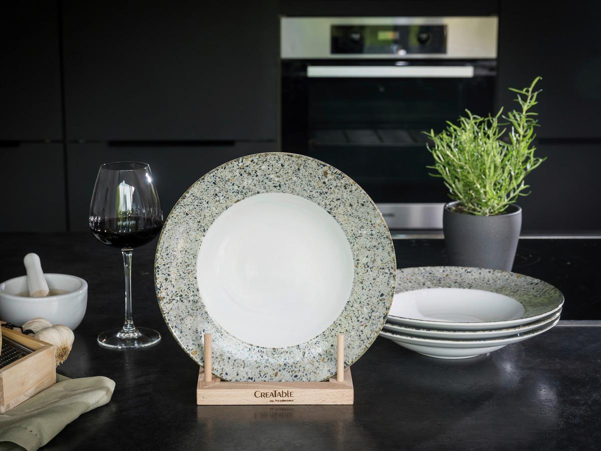 Set Krožnikov Za Testenine Stone Genua, 4-Delni - siva/črna, Basics, keramika (27cm) - Creatable