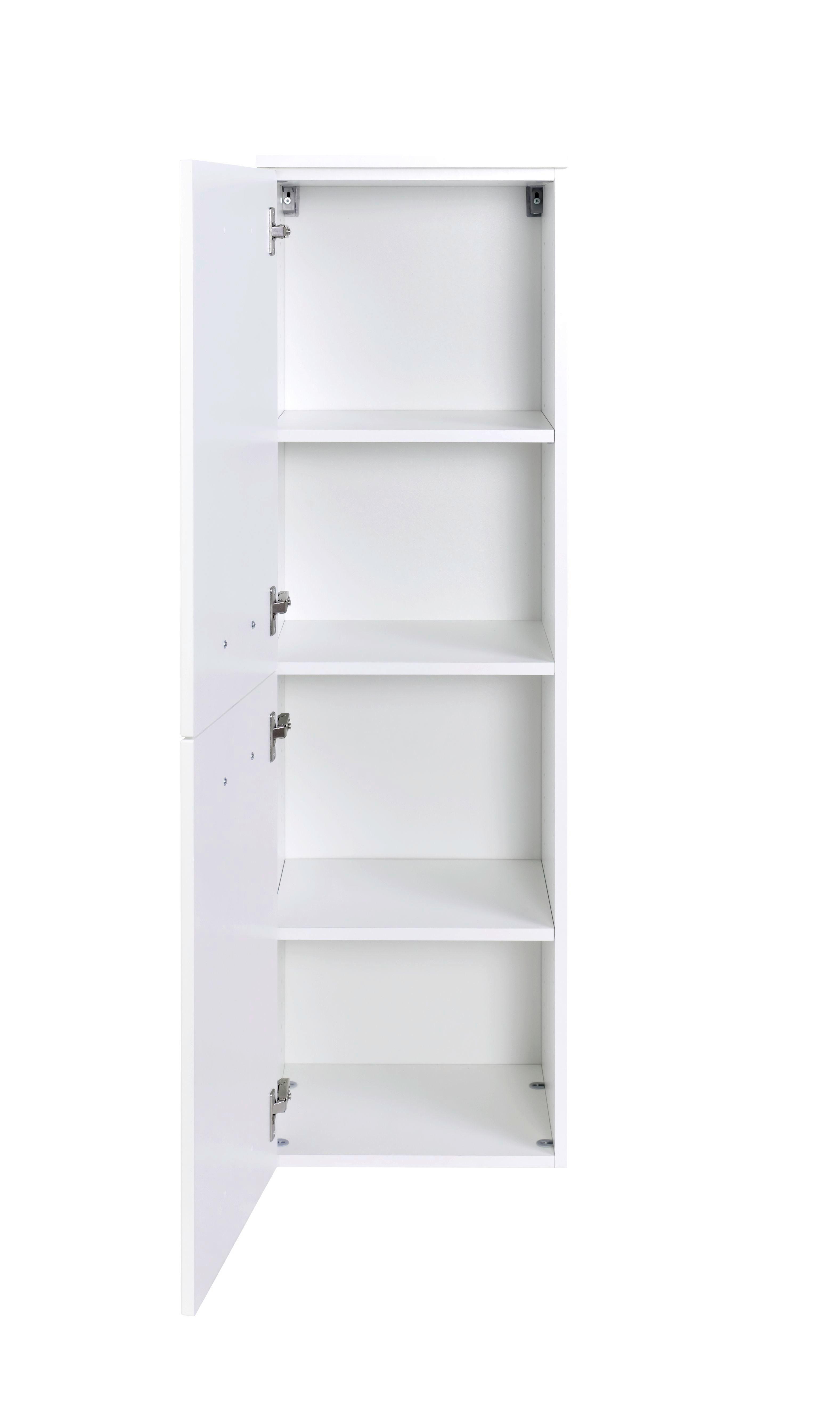 Midischrank Florida in Weiß - Chromfarben/Weiß Hochglanz, MODERN, Holzwerkstoff/Metall (40/130/35cm)