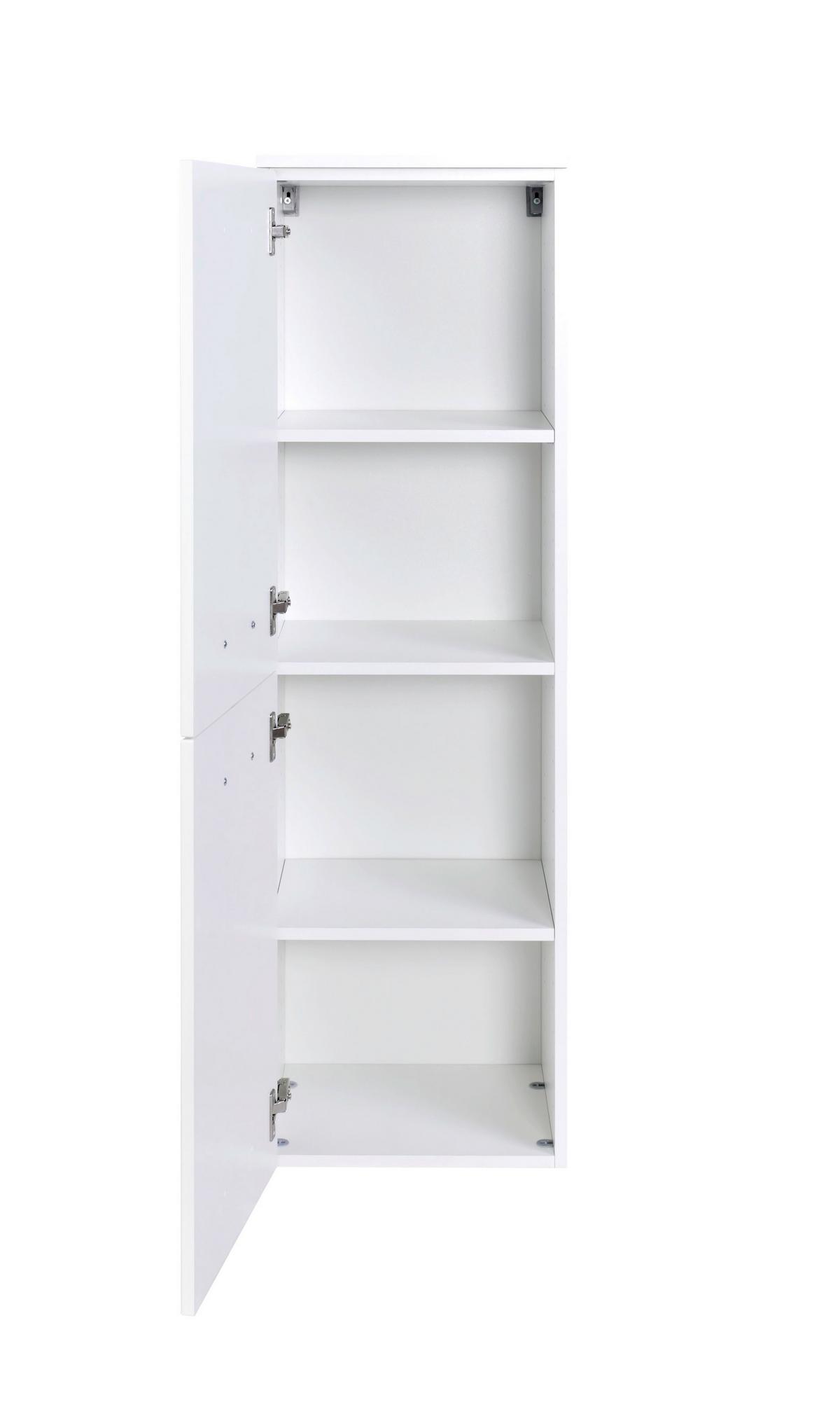 Midischrank Florida in Weiß - Chromfarben/Weiß Hochglanz, MODERN, Holzwerkstoff/Metall (40/130/35cm)