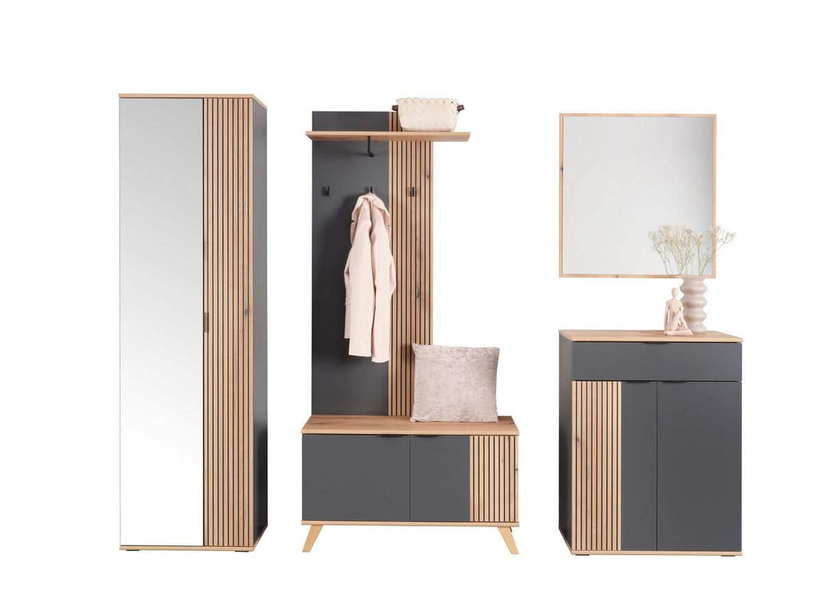 Oglindă CLEVER - culoare lemn stejar, Modern, sticlă/material pe bază de lemn (70/75/2cm) - Modern Living
