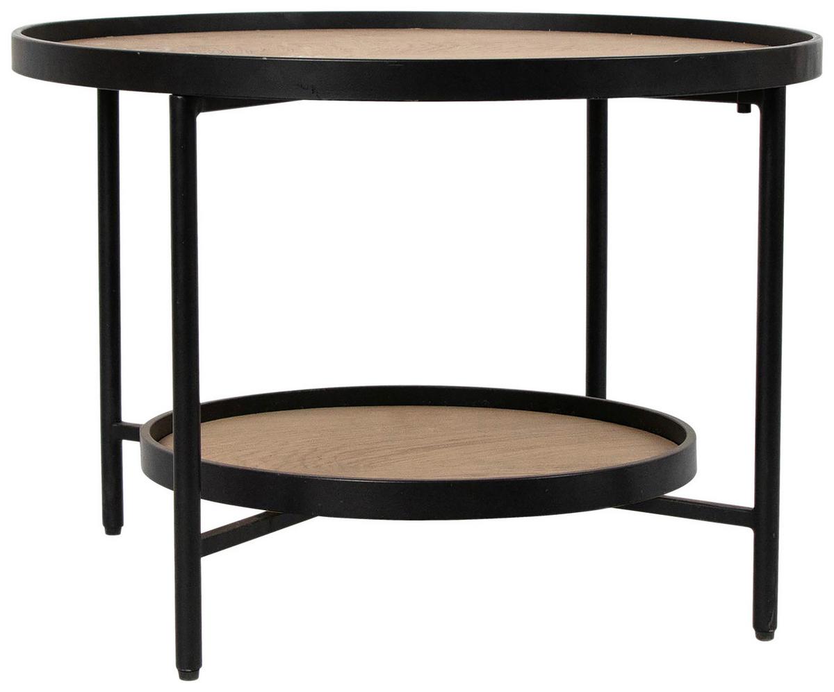 Măsuță de cafea MATTI - culoare lemn stejar/negru, Modern, metal/material pe bază de lemn (60/42,5/60cm) - Modern Living
