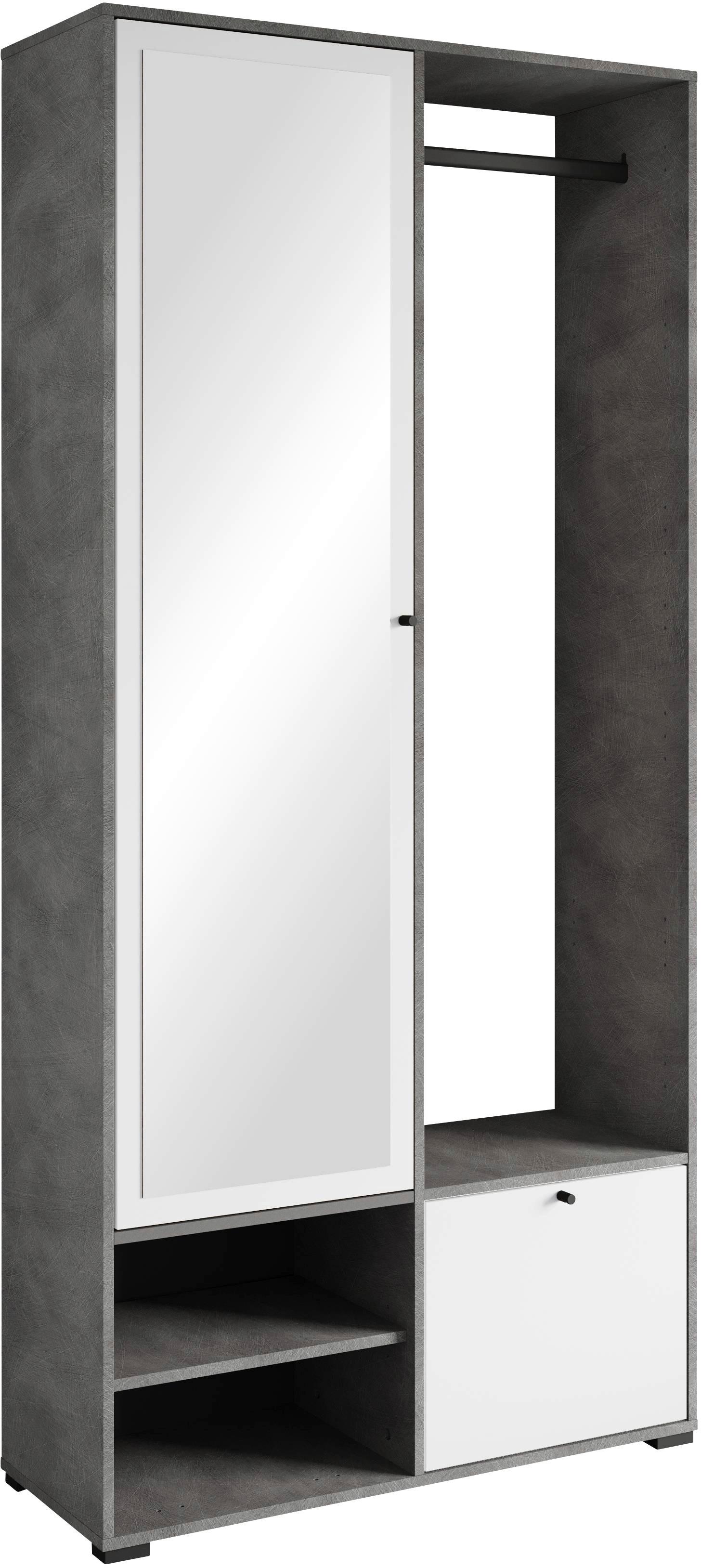 Predsoba Dino, Bela, Antracit - bela/antracit, Trend, leseni material (90/190/33cm) - MID.YOU