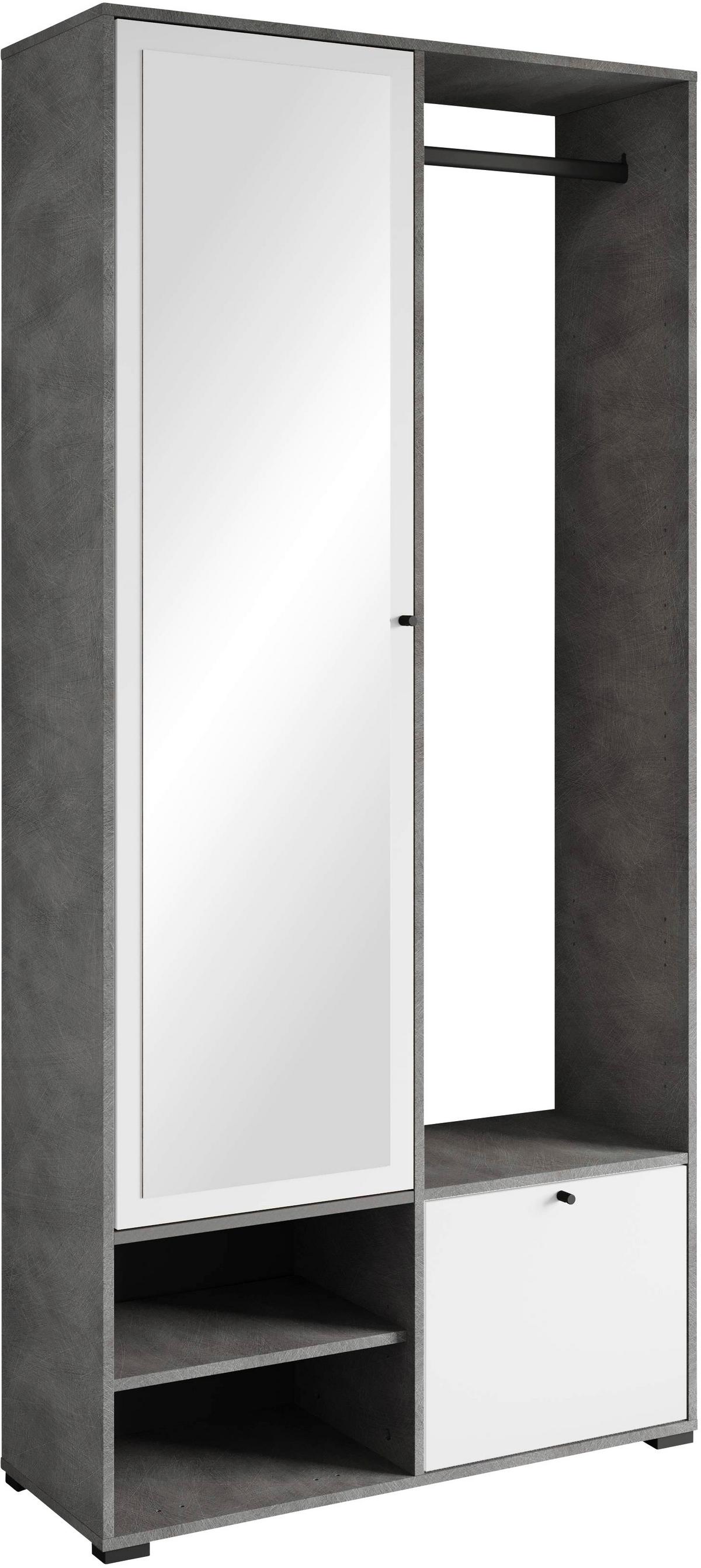 Predsoba Dino, Bela, Antracit - bela/antracit, Trend, leseni material (90/190/33cm) - MID.YOU