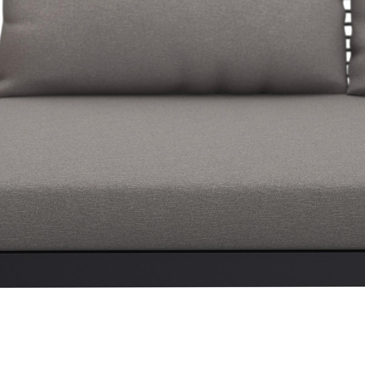 Lounge Garnitura Basel, Siva, Akacija, 3-Delno - siva/naravne barve, Moderno, kovina/steklo (186/150cm) - Beldano