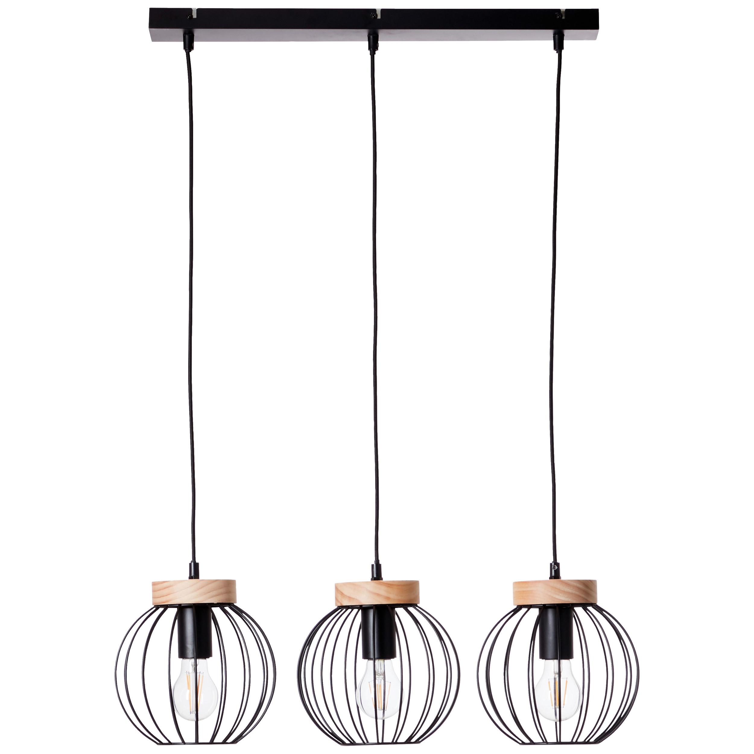 Hängeleuchte Sorana Braun/Schwarz max. 40 Watt - Schwarz/Braun, Design, Holz/Metall (65,5/20/116cm) - Brilliant