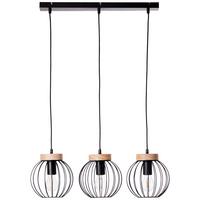 Hängeleuchte Sorana Braun/Schwarz max. 40 Watt - Schwarz/Braun, Design, Holz/Metall (65,5/20/116cm) - Brilliant