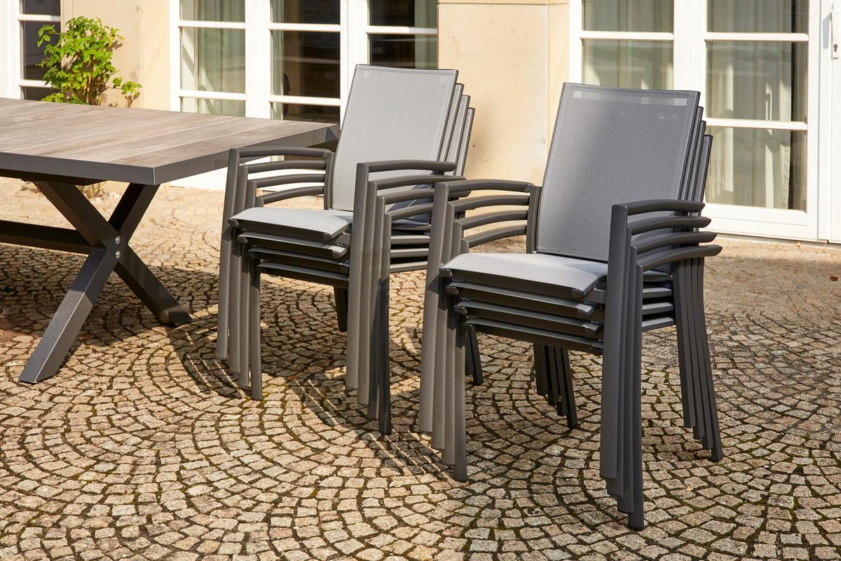 Loungesessel Velia stapelbar Anthrazit Niedriglehner - Anthrazit, Basics, Kunststoff/Metall (56/89/61,5cm) - Siena Garden