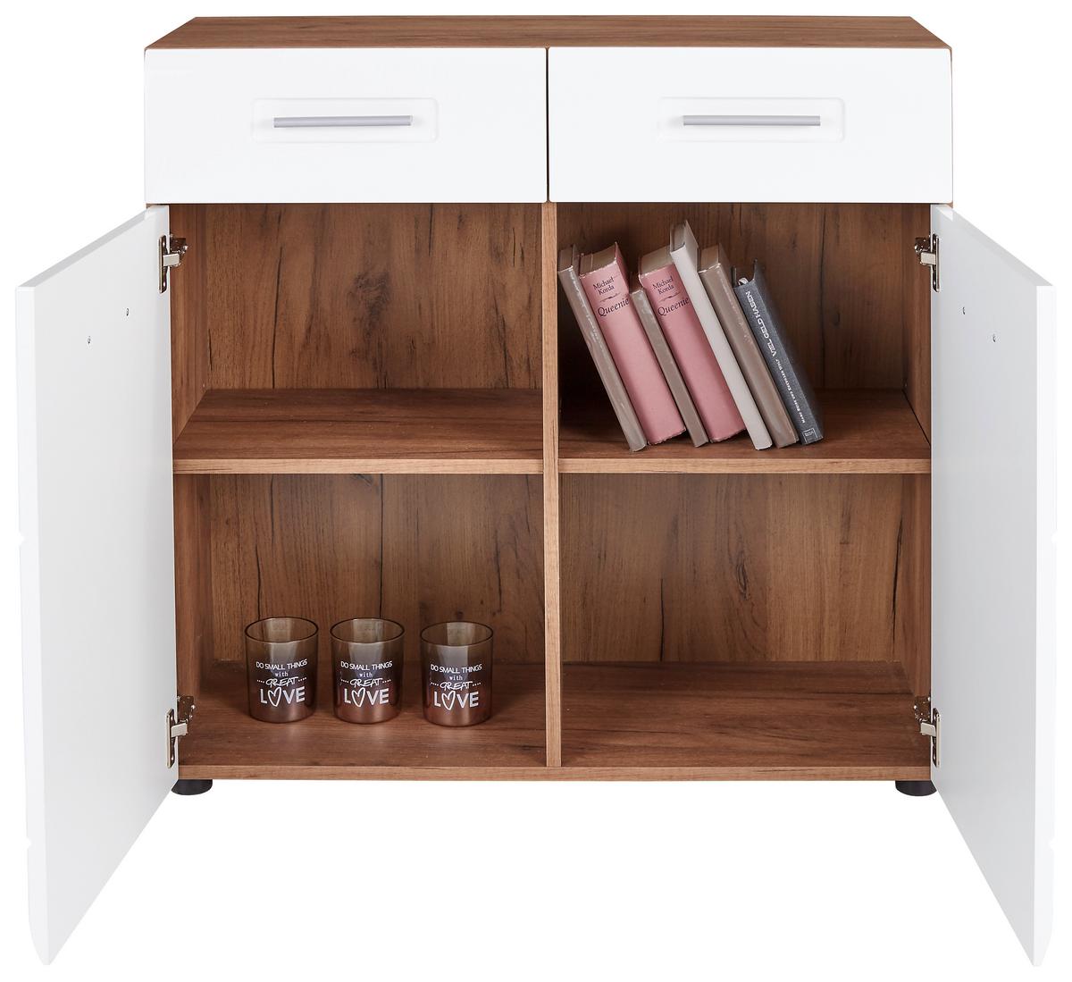 Komoda Avensis New, Bela, Barva Hrasta - črna/barve hrasta, Konvencionalno, umetna masa/leseni material (90/85,4/37cm) - Mömax