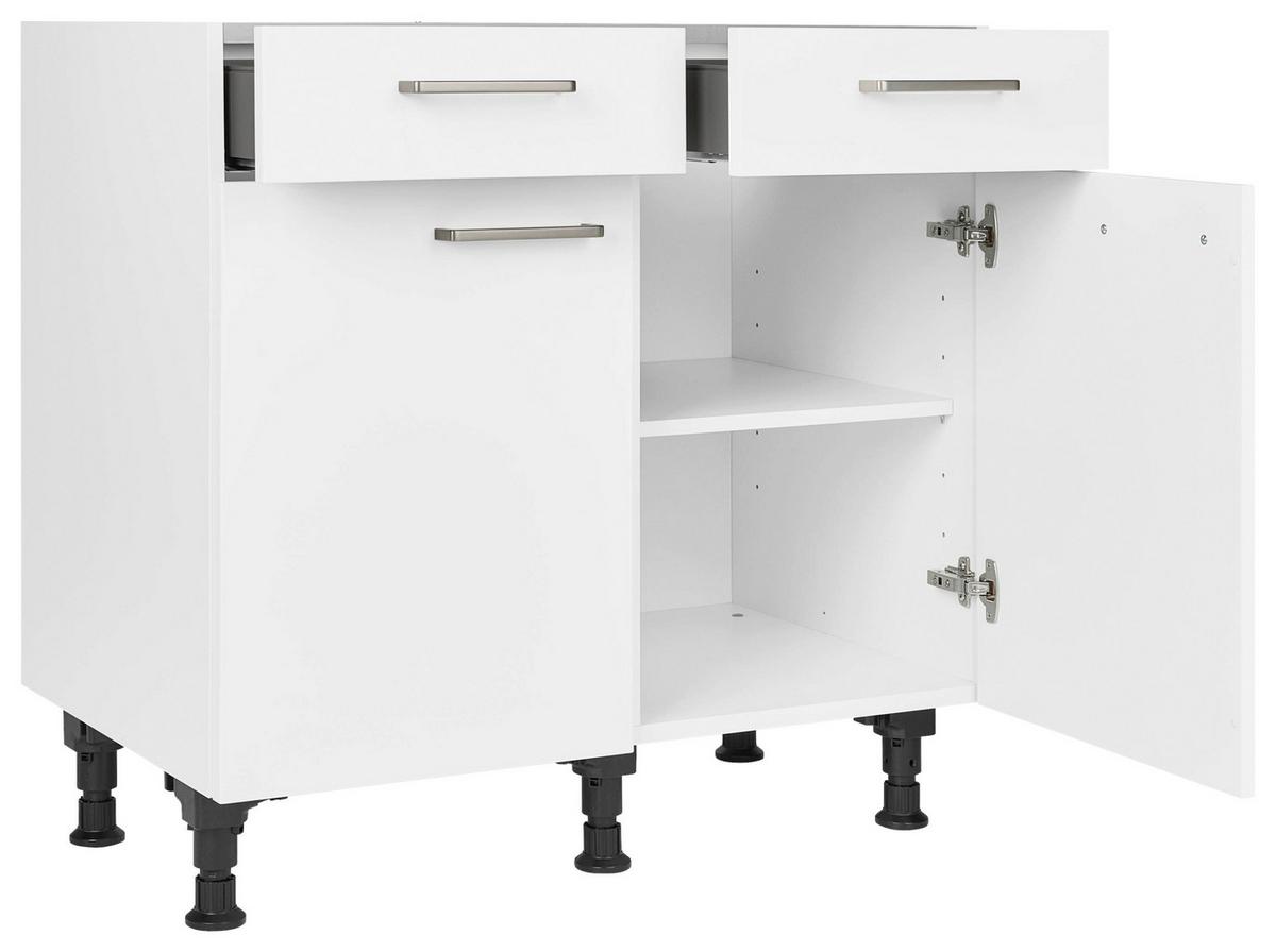 Schubkastenunterschrank Touch Weiß - Edelstahlfarben/Weiß, MODERN, Holzwerkstoff/Metall (90/87/56cm) - Nobilia