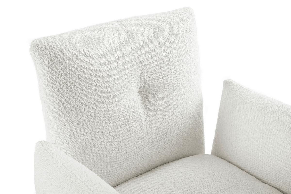 Naslanjač Bouclé, Bela - črna/bela, Moderno, kovina/tekstil (73,5/87/64,5cm) - Livetastic