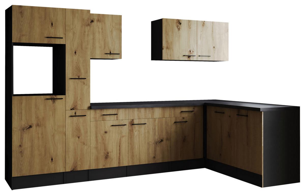 Kotna Kuhinja Brez Aparatov Oliver, 310x172cm - črna/siva, Design, kovina/leseni material (310/172cm) - Respekta