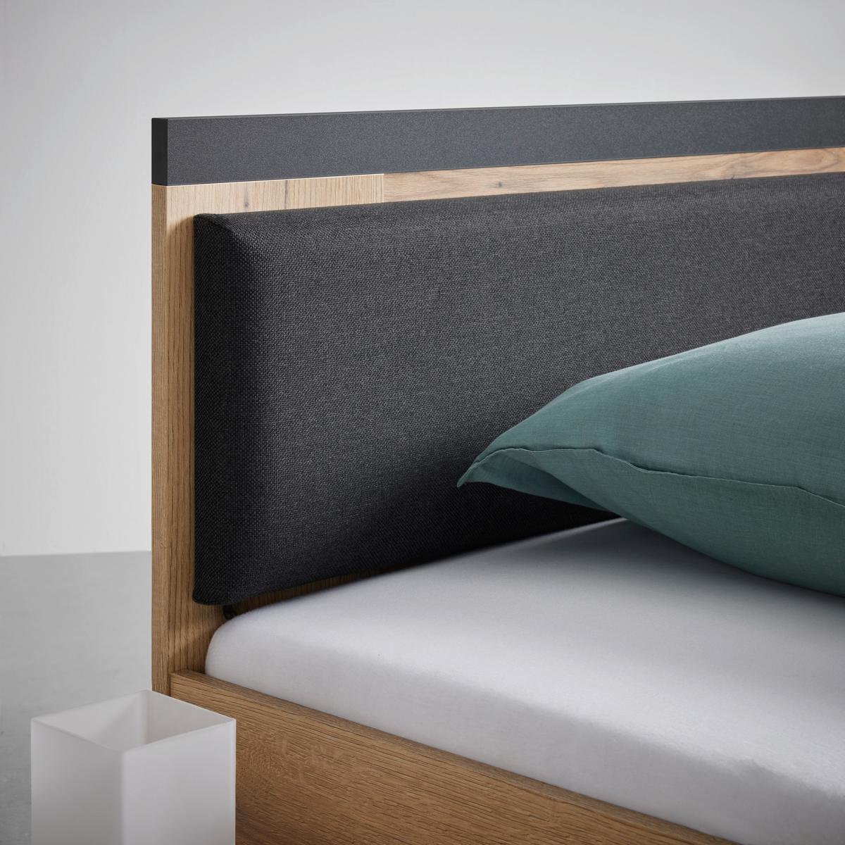 Bett Cadix Anthrazit/Eichefarben - Eichefarben/Anthrazit, KONVENTIONELL, Holzwerkstoff (140/200cm) - Mömax