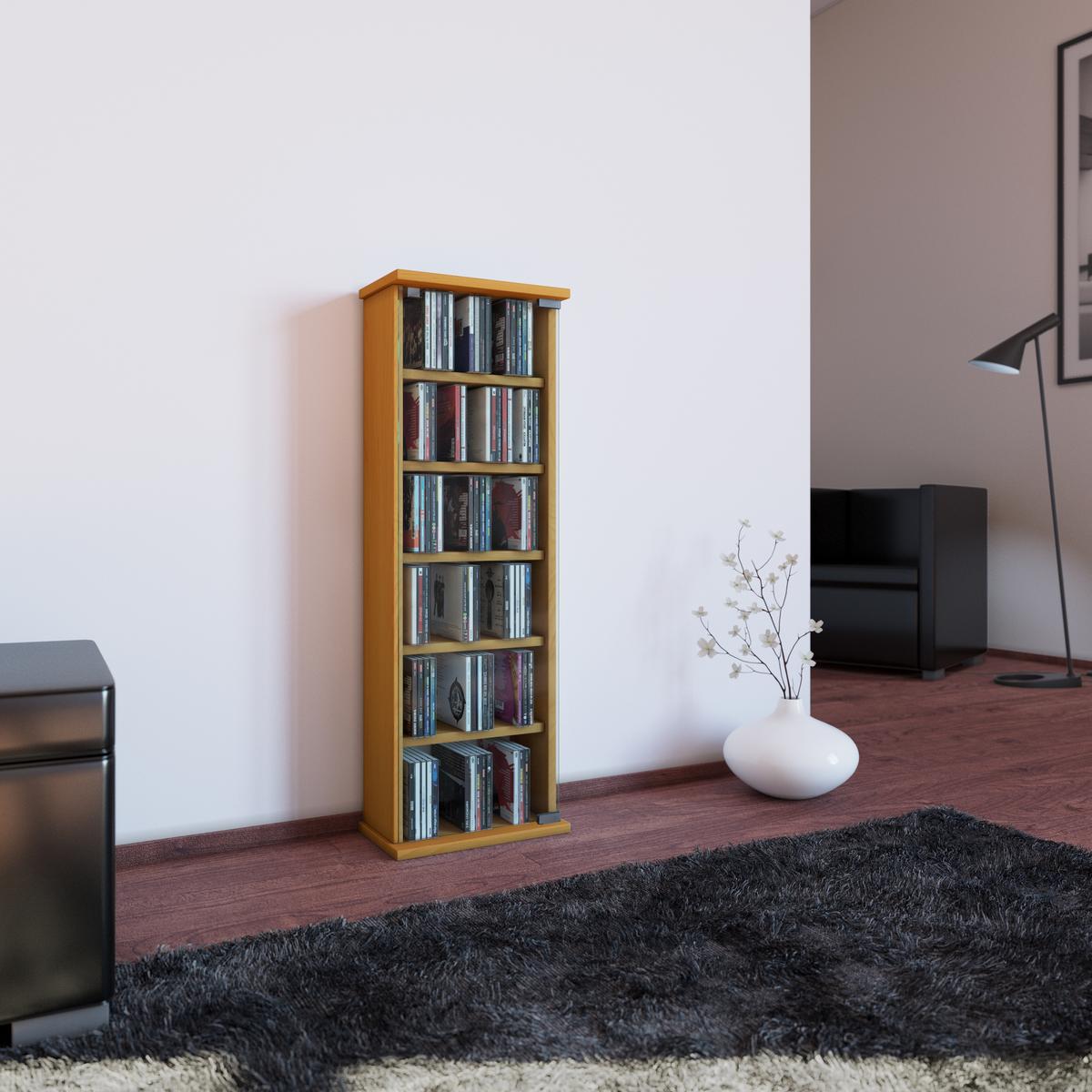 CD-Regal Vetro in Buchefarbe, B: 31 cm - Buchefarben, KONVENTIONELL, Glas/Holzwerkstoff (31/91,5/18cm) - MID.YOU