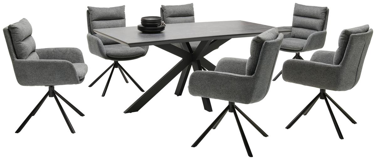 Masa STEVE 1 - negru, Modern, ceramică/metal (180/76/90cm)