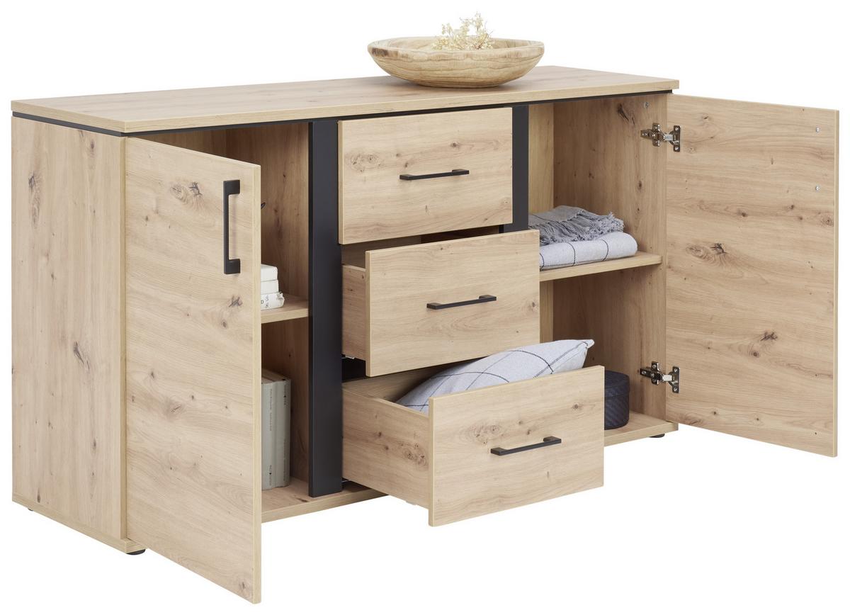 Comodă cu uși NATURE NATK 01 - culoare lemn stejar, Konventionell, material pe bază de lemn (145/84/42cm)