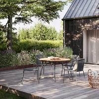 Gartentischgruppe Ellen/vito - Dunkelgrau/Anthrazit, Natur, Holz/Kunststoff (160/160/74cm) - Gardenson