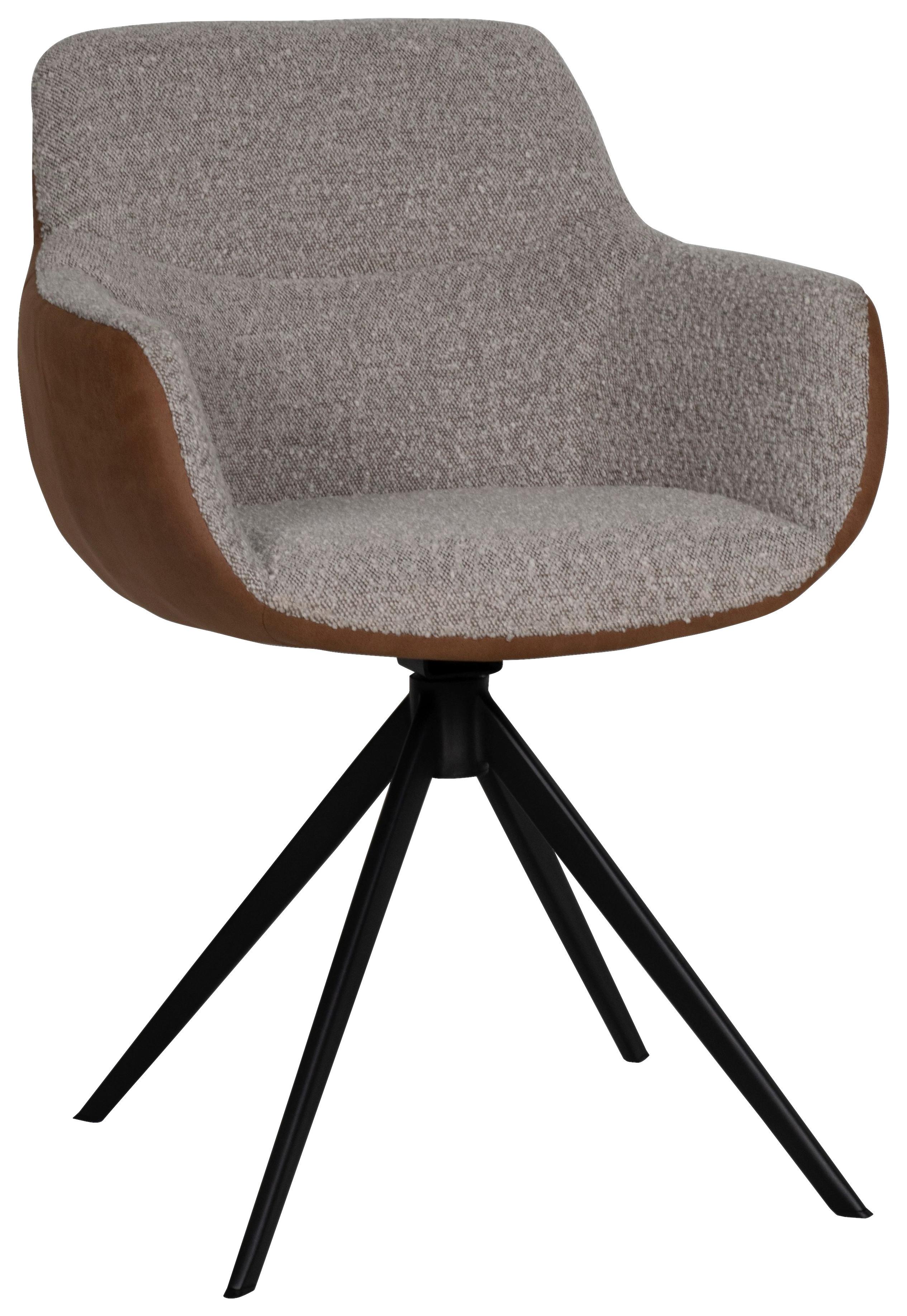 KRZESŁO Z PODŁOKIETNIKAMI FONS - greige/czarny, Design, metal/tkanina (61/85/61cm) - Valdera