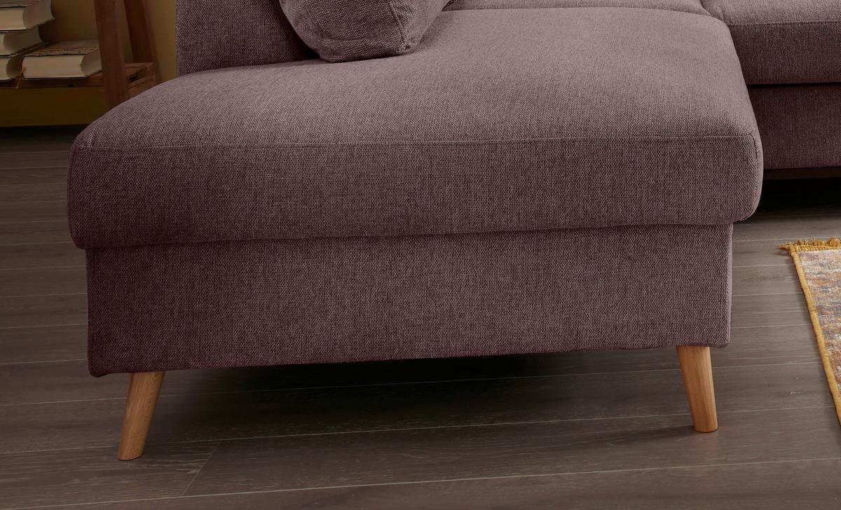 Wohnlandschaft Valentina Bordeaux Struktur - Bordeaux/Naturfarben, KONVENTIONELL, Holz/Textil (200/230cm) - P & B