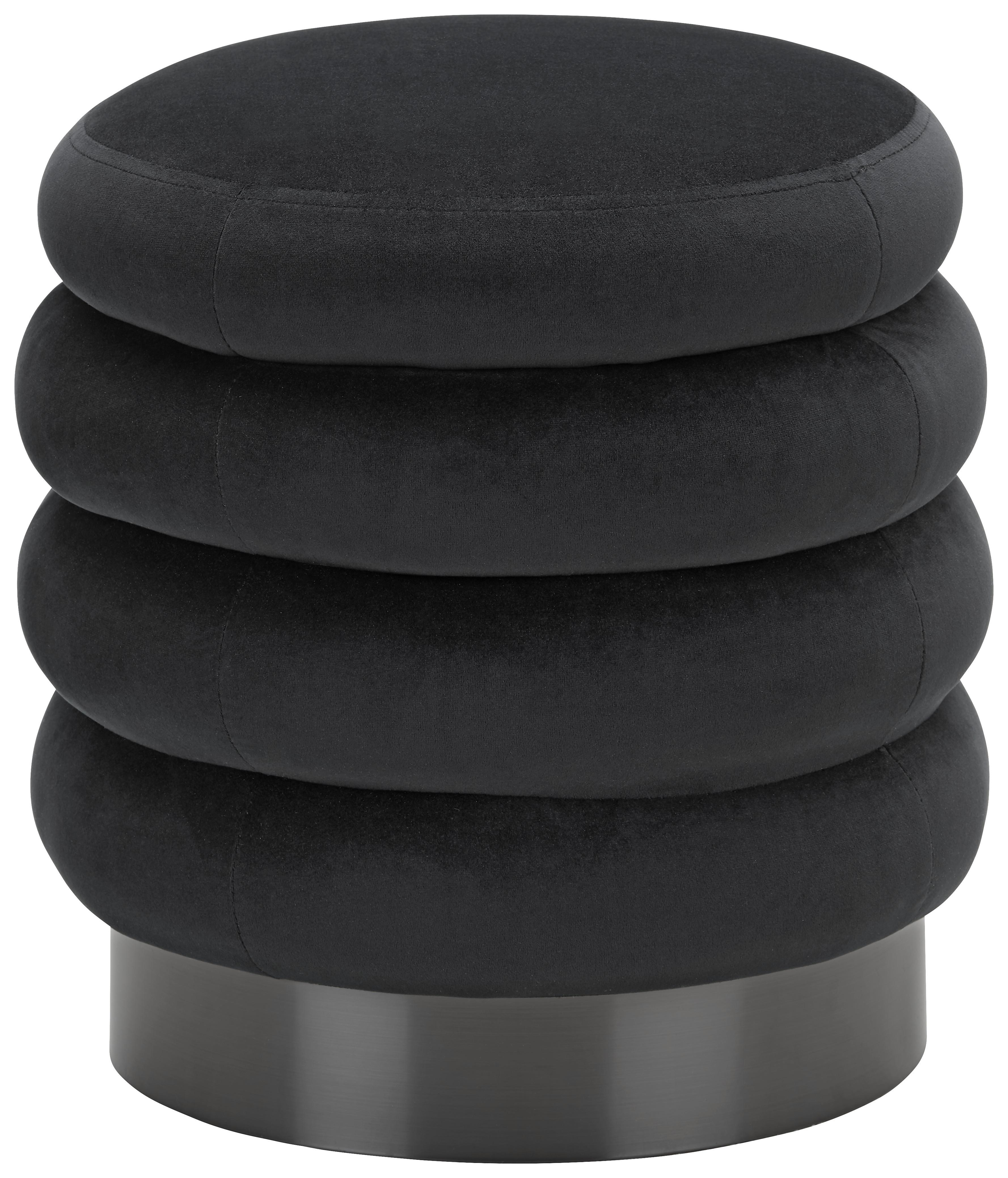 Hocker Lorraine aus Samt in Schwarz - Dunkelgrau/Schwarz, MODERN, Textil/Metall (40ml) - Mömax