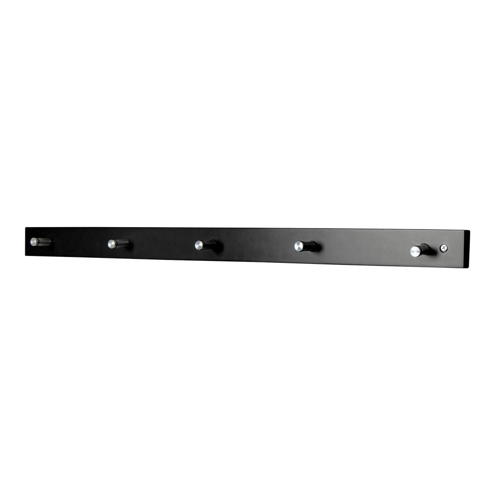 Hakenleiste Padova Schwarz/Chromfarben - Chromfarben/Schwarz, Basics, Holz/Metall (70/5/2cm) - MID.YOU